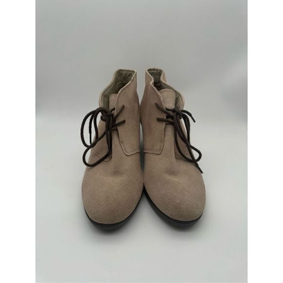 Crocs Boots Womens 7.5 Leigh Lace Up Wedge Heels Ankle Booties 203419 Gray Suede - Picture 2 of 5